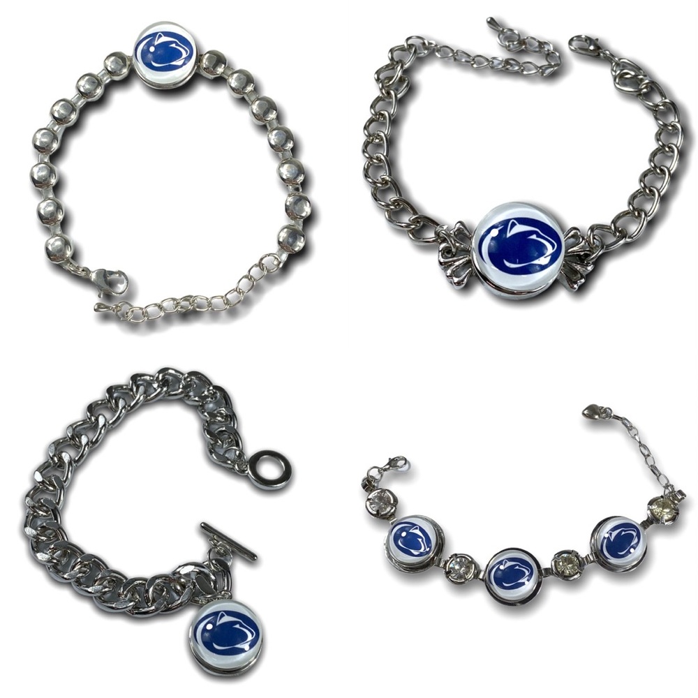 Penn State Nittany Lions BRACELETS SILVER W/GLASS DOME COLLEGE LOGO CENTER LICEN